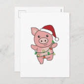 Schwein Weihnachts Wintertiere Schweine Feiertagspostkarte (Vorne/Hinten)