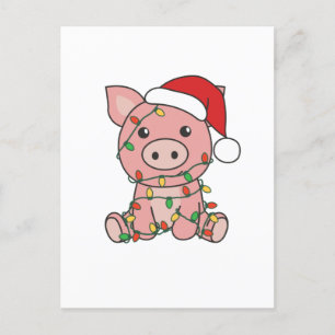 Schwein Weihnachts Wintertiere Schweine Feiertagspostkarte