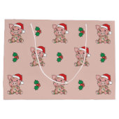 Schwein Weihnachts Wintertiere Schweine Große Gesc Geschenktüte (Rückseite)