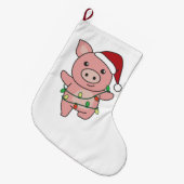 Schwein Weihnachts Wintertiere Schweine Großer Weihnachtsstrumpf (Vorderansicht (hängend))