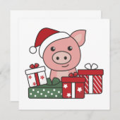 Schwein Weihnachtsgeschenk Wintertiere Schweine Einladung (Vorne/Hinten)