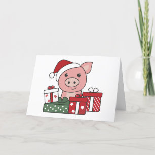Schwein Weihnachtsgeschenk Wintertiere Schweine Feiertagskarte