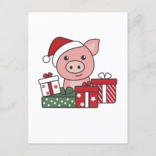 Schwein Weihnachtsgeschenk Wintertiere Schweine Feiertagspostkarte