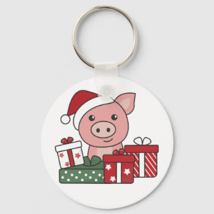 Schwein Weihnachtsgeschenk Wintertiere Schweine Sc Schlüsselanhänger