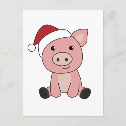 Schwein Weihnachtsschnee Wintertiere Schweine Feiertagspostkarte (Vorderseite)