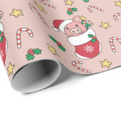 Schwein Weihnachtsschnee Wintertiere Schweine Geschenkpapier (Rolleneckpunkt)