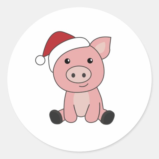 Schwein Weihnachtsschnee Wintertiere Schweine Runder Aufkleber (Vorderseite)