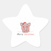 Schwein Weihnachtsschnee Wintertiere Schweine Stern-Aufkleber (Vorderseite)