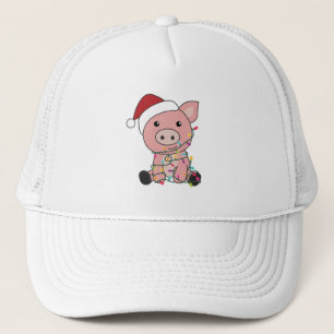 Schwein Weihnachtsschnee Wintertiere Schweine Truckerkappe