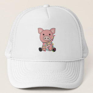 Schwein Weihnachtsschnee Wintertiere Schweine Truckerkappe
