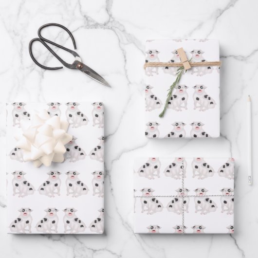 Schwein Wrapping Paper Flat Sheet Set 3 Geschenkpapier Set (Vorderseite)