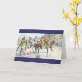 Schwein zieht Eis-Skater über Teich Karte (Gelbe Blume)