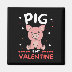 Schwein zum Valentinstag Niedliche Tiere Schwein i Magnet