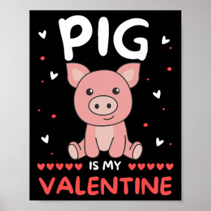 Schwein zum Valentinstag Niedliche Tiere Schwein i Poster