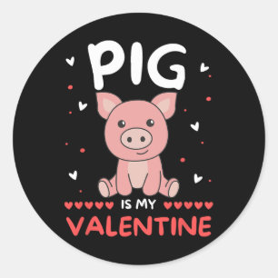Schwein zum Valentinstag Niedliche Tiere Schwein i Runder Aufkleber