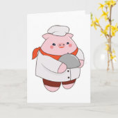Schweinchen als Koch mit Platter Karte (Gelbe Blume)