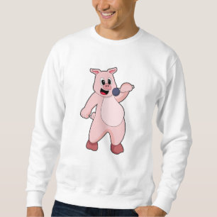 Schweinchen beim Singen mit Mikrofon Sweatshirt