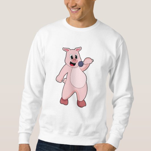 Schweinchen beim Singen mit Mikrofon Sweatshirt (Vorderseite)