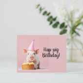 Schweinchen-Geburtstag! Postkarte (Stehend Vorderseite)