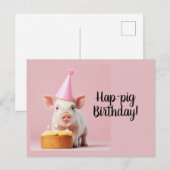 Schweinchen-Geburtstag! Postkarte (Vorne/Hinten)
