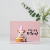Schweinchen-Geburtstag! Postkarte (Stehend Vorderseite)
