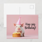 Schweinchen-Geburtstag! Postkarte (Vorne/Hinten)