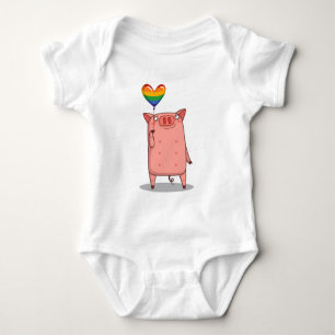 Schweinchen mit Regenbogenballon Baby Strampler