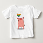 Schweinchen mit Regenbogenballon Baby T-shirt (Vorderseite)