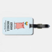 Schweinchen mit Regenbogenballon Gepäckanhänger (Rückseite horizontal)