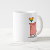 Schweinchen mit Regenbogenballon Jumbo-Tasse (Vorderseite Rechts)