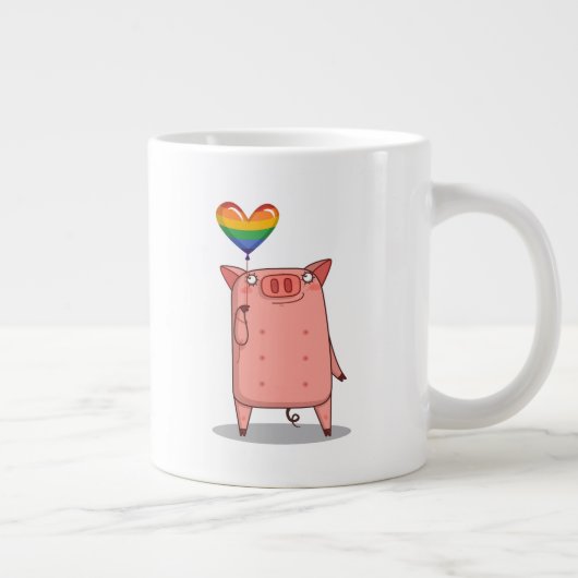 Schweinchen mit Regenbogenballon Jumbo-Tasse (Rechts)