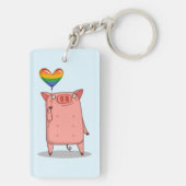Schweinchen mit Regenbogenballon Schlüsselanhänger (Rückseite)