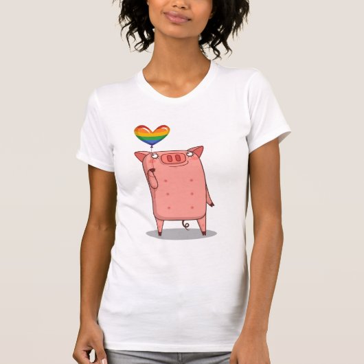Schweinchen mit Regenbogenballon T-Shirt (Vorderseite)