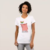 Schweinchen mit Regenbogenballon T-Shirt (Vorne ganz)