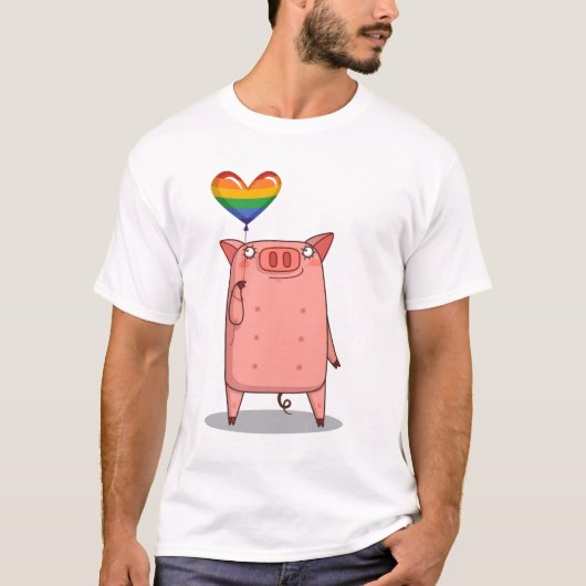 Schweinchen mit Regenbogenballon T-Shirt (Vorderseite)