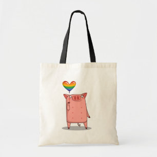 Schweinchen mit Regenbogenballon Tragetasche