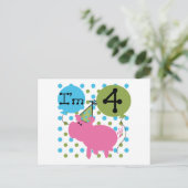 Schweine 4. Geburtstag - Hemden und Geschenke Postkarte (Stehend Vorderseite)