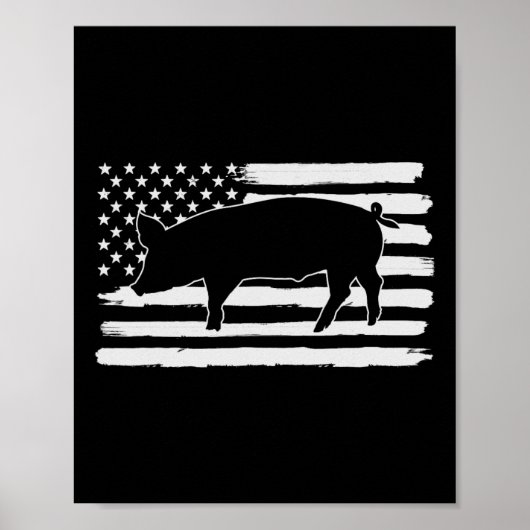 Schweine 4. Juli US-Flagge USA Amerika Poster (Vorne)
