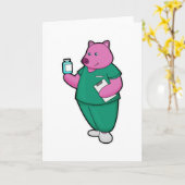 Schweine als Krankenschwester mit Arzneimittel Karte (Gelbe Blume)