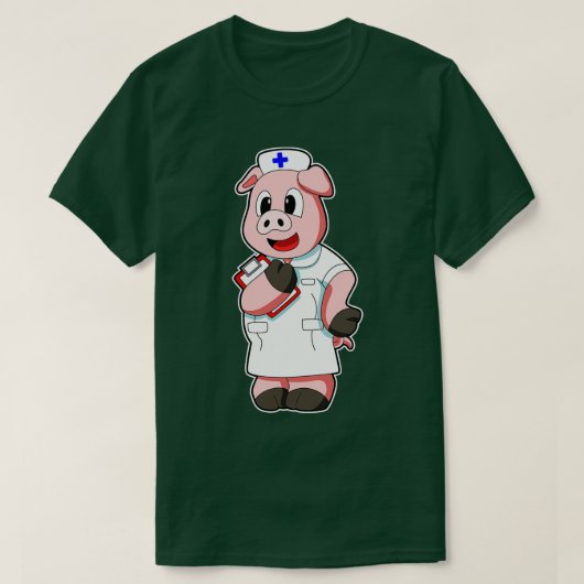 Schweine als Krankenschwester mit Smock T-Shirt (Design vorne)