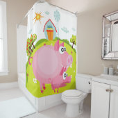 Schweine auf dem Heuschrei Duschvorhang (Beispiel)