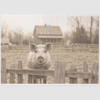 Schweine auf der Vintagen Bauernstil-Dekoupage Seidenpapier