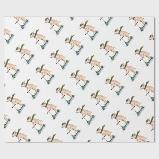 Schweine auf einem Roller Geschenkpapier (Flach)