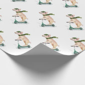 Schweine auf einem Roller Geschenkpapier (Ecke)