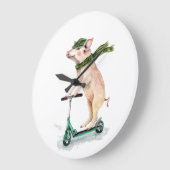 Schweine auf einem Roller Große Wanduhr (Winkel)