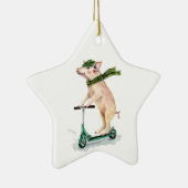 Schweine auf einem Roller Keramik Ornament (Rechts)