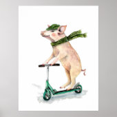 Schweine auf einem Roller Poster (Vorne)
