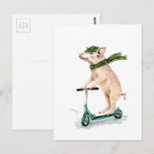 Schweine auf einem Roller Postkarte (Vorne/Hinten)