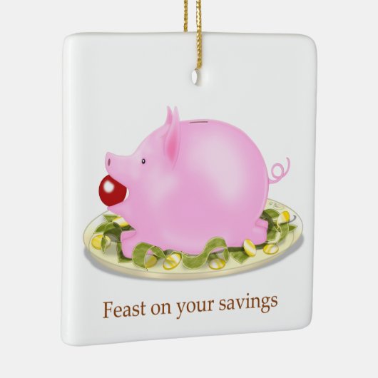 Schweine Bank "Fest auf deine Ersparnisse" Geld Keramikornament (Rechts)