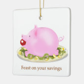 Schweine Bank "Fest auf deine Ersparnisse" Geld Keramikornament (Links)